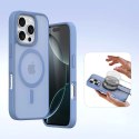 Etui skórzane Dux Ducis Lawa na iPhone 16 Pro Max z odłączanym portfelem magnetycznym - błękitne