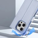 Etui skórzane Dux Ducis Lawa na iPhone 16 Pro Max z odłączanym portfelem magnetycznym - błękitne
