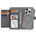 Etui skórzane Dux Ducis Lawa na iPhone 16 Pro Max z odłączanym portfelem magnetycznym - szare