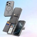 Etui skórzane Dux Ducis Lawa na iPhone 16 Pro Max z odłączanym portfelem magnetycznym - szare