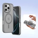 Etui skórzane Dux Ducis Lawa na iPhone 16 Pro Max z odłączanym portfelem magnetycznym - szare
