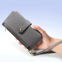 Etui skórzane Dux Ducis Lawa na iPhone 16 Pro Max z odłączanym portfelem magnetycznym - szare