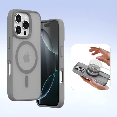 Etui skórzane Dux Ducis Lawa na iPhone 16 Pro z odłączanym portfelem magnetycznym - szare