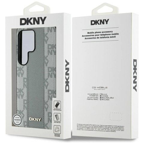 Etui DKNY Leather Checkered Pattern MagSafe na Samsung Galaxy S25 Ultra - szare