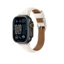 Skórzany pasek AMAZINGTHING Class Band do Apple Watch 45 / 46 / 49 mm - jasnobeżowy