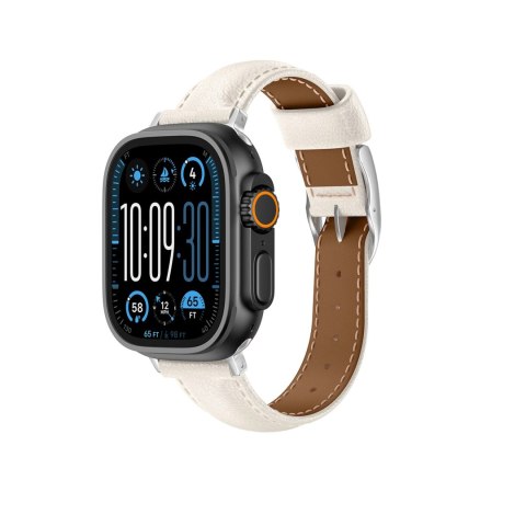 Skórzany pasek AMAZINGTHING Class Band do Apple Watch 45 / 46 / 49 mm - jasnobeżowy