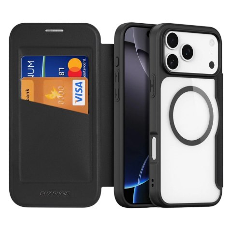 Etui Dux Ducis Skin X Pro na iPhone 17 Pro z portfelem, kompatybilne z MagSafe - czarne