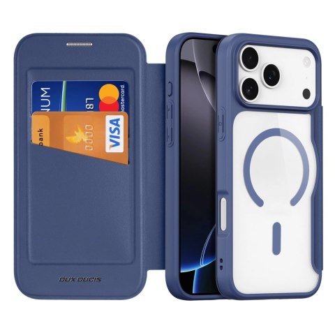 Etui Dux Ducis Skin X Pro na iPhone 17 Pro z portfelem, kompatybilne z MagSafe - niebieskie