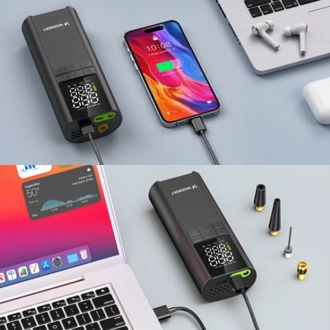 Kompresor Wozinsky WPEP-8000 pompka elektryczna powerbank 8000mAh latarka - czarny
