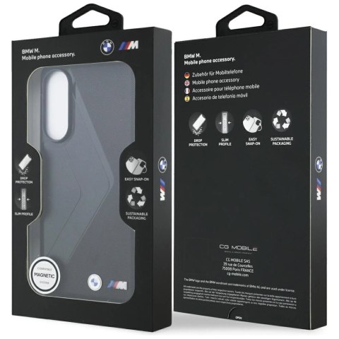 Etui BMW Leather Oversized Stripes MagSafe na Samsung Galaxy S25 Edge - czarne