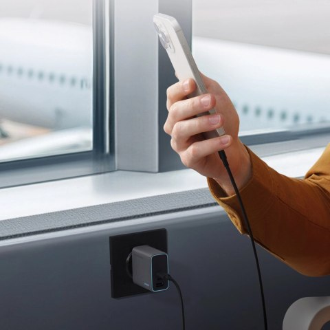 Ładowarka sieciowa Cuktech CUKAD653EUGR 65W GaN 2 x USB-C 1 x USB-A - szara