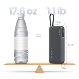 Powerbank Cuktech CUKP200NGLDG 55W 20000mAh z wbudowanym kablem USB-C - szary