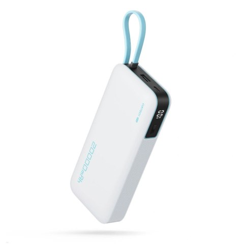 Powerbank Cuktech CUKP200NGLLG 55W 20000mAh z wbudowanym kablem USB-C - biały