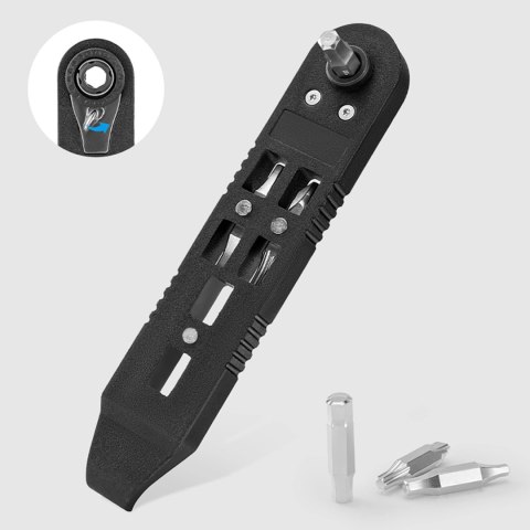 Zestaw kluczy Wozinsky WZK-L2 14w1 narzędzia rowerowe multitool imbusy łyżki do opon - czarny