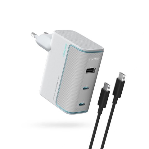 Ładowarka sieciowa Cuktech AD1003EU 100W GaN 2x USB-C + USB-A z kablem - biała