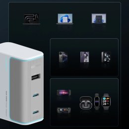 Ładowarka sieciowa Cuktech AD1003EU 100W GaN 2x USB-C + USB-A z kablem - biała