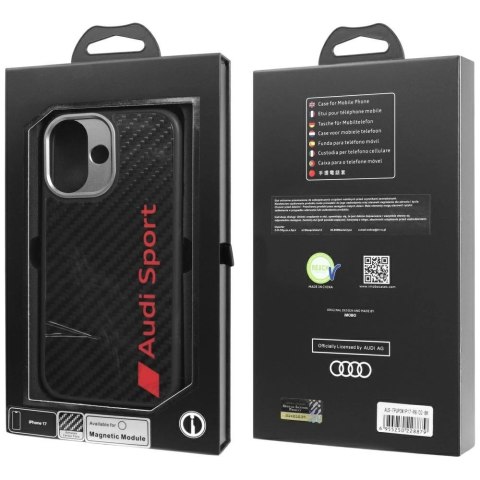 Etui Audi R8 Carbon Fiber MagSafe do iPhone 17 - czarne