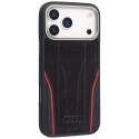 Etui Audi R8 Genuine Leather MagSafe do iPhone 17 Pro Max - czarno-czerwony