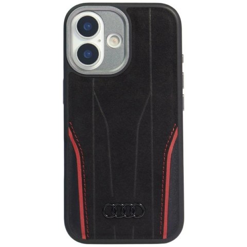 Etui Audi R8 Genuine Leather MagSafe do iPhone 17 - czarno-czerwony