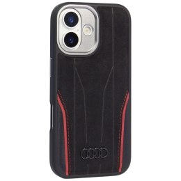 Etui Audi R8 Genuine Leather MagSafe do iPhone 17 - czarno-czerwony