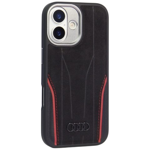 Etui Audi R8 Genuine Leather MagSafe do iPhone 17 - czarno-czerwony