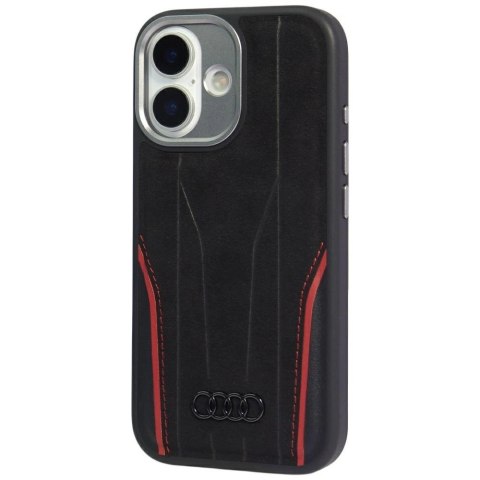 Etui Audi R8 Genuine Leather MagSafe do iPhone 17 - czarno-czerwony