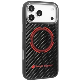 Etui Audi RSQ Carbon Fiber Sport Red Circle MagSafe do iPhone 17 Pro Max - czarne