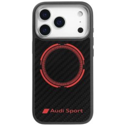 Etui Audi RSQ Carbon Fiber Sport Red Circle MagSafe do iPhone 17 Pro - czarne