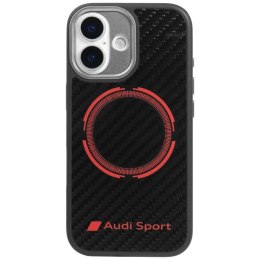 Etui Audi RSQ Carbon Fiber Sport Red Circle MagSafe do iPhone 17 - czarne