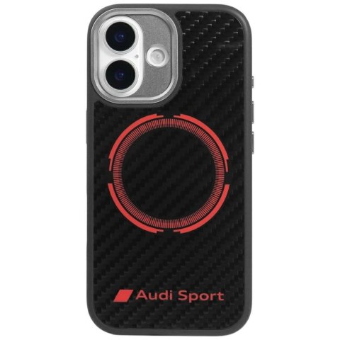 Etui Audi RSQ Carbon Fiber Sport Red Circle MagSafe do iPhone 17 - czarne