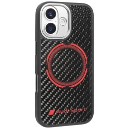 Etui Audi RSQ Carbon Fiber Sport Red Circle MagSafe do iPhone 17 - czarne