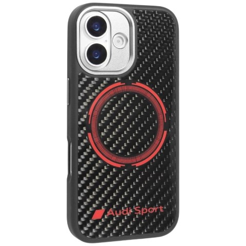 Etui Audi RSQ Carbon Fiber Sport Red Circle MagSafe do iPhone 17 - czarne