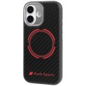 Etui Audi RSQ Carbon Fiber Sport Red Circle MagSafe do iPhone 17 - czarne