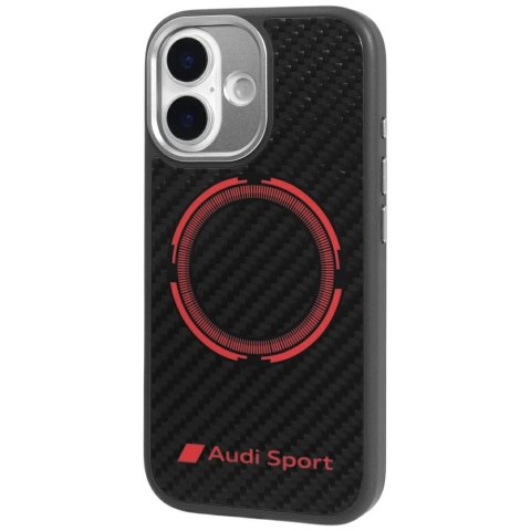 Etui Audi RSQ Carbon Fiber Sport Red Circle MagSafe do iPhone 17 - czarne