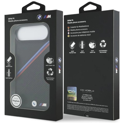 Etui BMW M Tricolor Metal Logo MagSafe do iPhone 17 Air - czarne