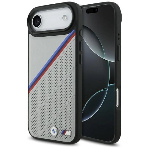 Etui BMW M Tricolor Metal Logo MagSafe do iPhone 17 Air - szare