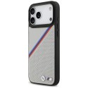 Etui BMW M Tricolor Metal Logo MagSafe do iPhone 17 Pro Max - szare