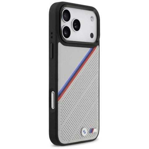 Etui BMW M Tricolor Metal Logo MagSafe do iPhone 17 Pro Max - szare