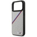 Etui BMW M Tricolor Metal Logo MagSafe do iPhone 17 Pro Max - szare