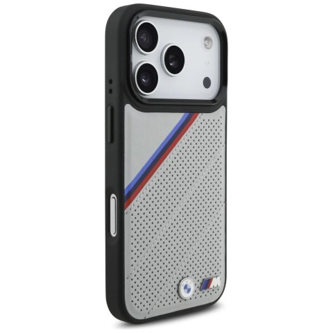 Etui BMW M Tricolor Metal Logo MagSafe do iPhone 17 Pro - szare