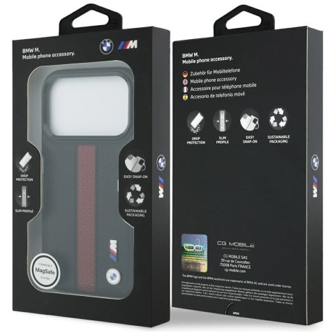 Etui BMW M Perforated Stripe Logo MagSafe na iPhone 17 Pro - czerwone