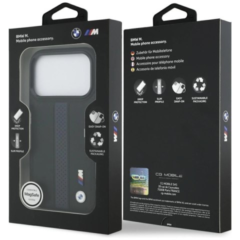 Etui BMW M Perforated Stripe Logo MagSafe na iPhone 17 Pro - niebieskie