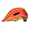 Kask rowerowy fullface dziecięcy Wozinsky z tylną lampką USB 52-56 cm - czerwono-żółty