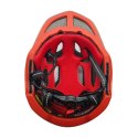 Kask rowerowy fullface dziecięcy Wozinsky z tylną lampką USB 52-56 cm - czerwono-żółty