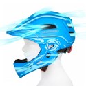 Kask rowerowy fullface dziecięcy Wozinsky z tylną lampką USB 52-56 cm - niebieski
