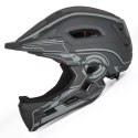 Kask rowerowy fullface dziecięcy Wozinsky z tylną lampką USB 52-56 cm - szary