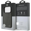 Etui Mercedes Leather Large Laurel Leave MagSafe na iPhone 17 Pro - czarno-szary
