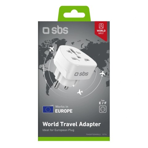 Adapter podróżny SBS Shucko/EU - uniwersalny - biały