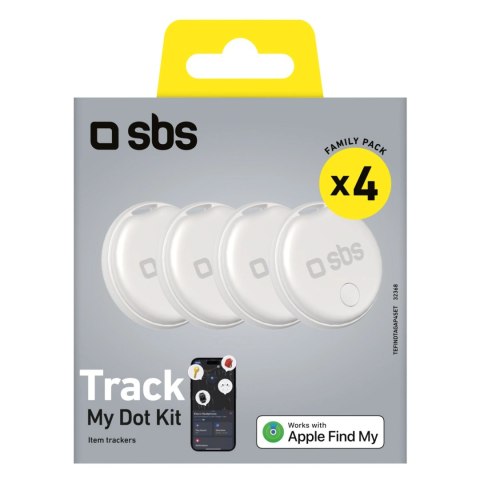 Lokalizator SBS Track My Circle kompatybilny z Apple Find My zestaw 4szt. - biały