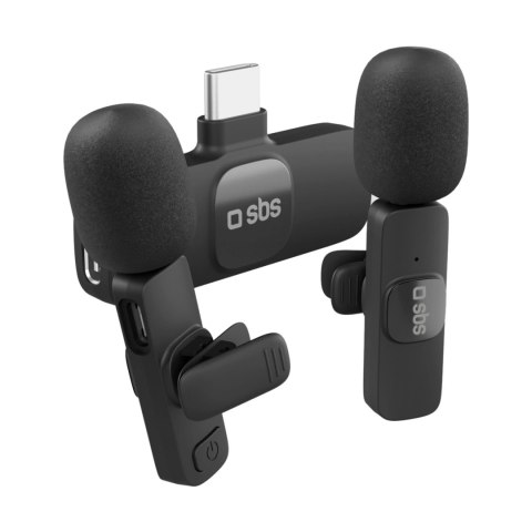 Mikrofony krawatowe SBS z odbiornikiem USB-C 2szt. - czarne
